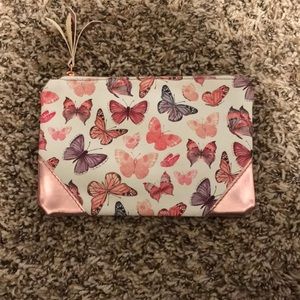 Pink butterfly makeup bag